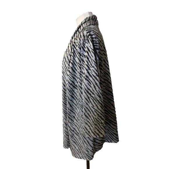 Chicos Light Jacket Topper 3 XL Black Gray Silver Open Front Stretch Washable - Picture 6 of 10